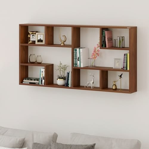 wooden floating shelf living room decor