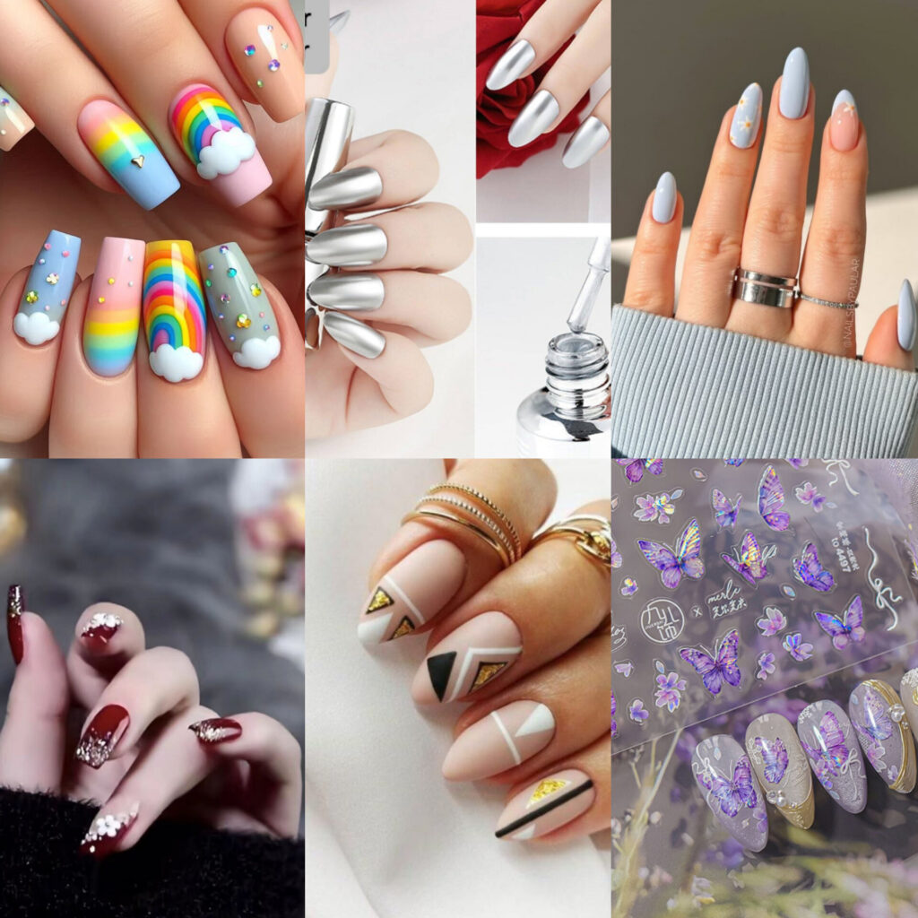 colorful nail designs 2026 nail art collage