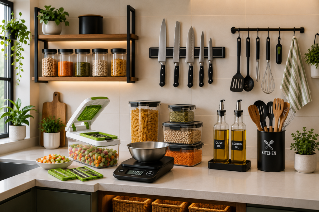 modern kitchen accessories setup for organized cooking