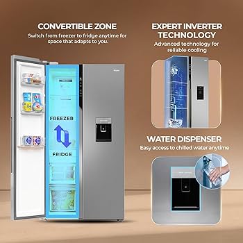 Home Automation Through Future Smart Home Technology Modern smart refrigerator with touchscreen display in kitchen