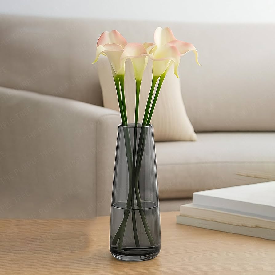smokey grey glass vase for flower home decor
