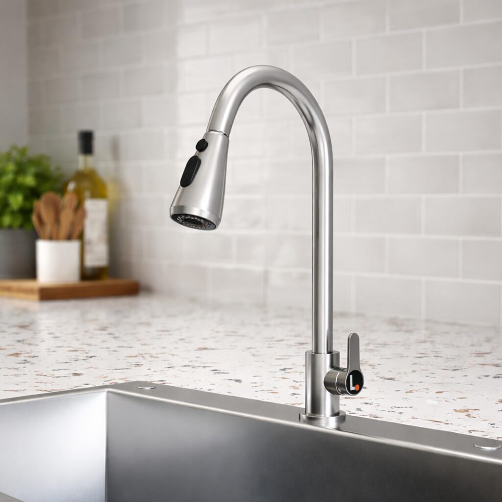 modern farmhouse kitchen sink with matte black pull down faucet best amazon finds for a modern farmhouse kitchen