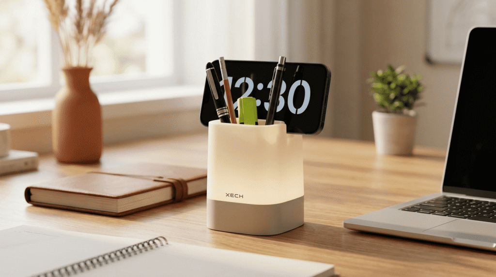 Xech Digital Clock with Pen Stand