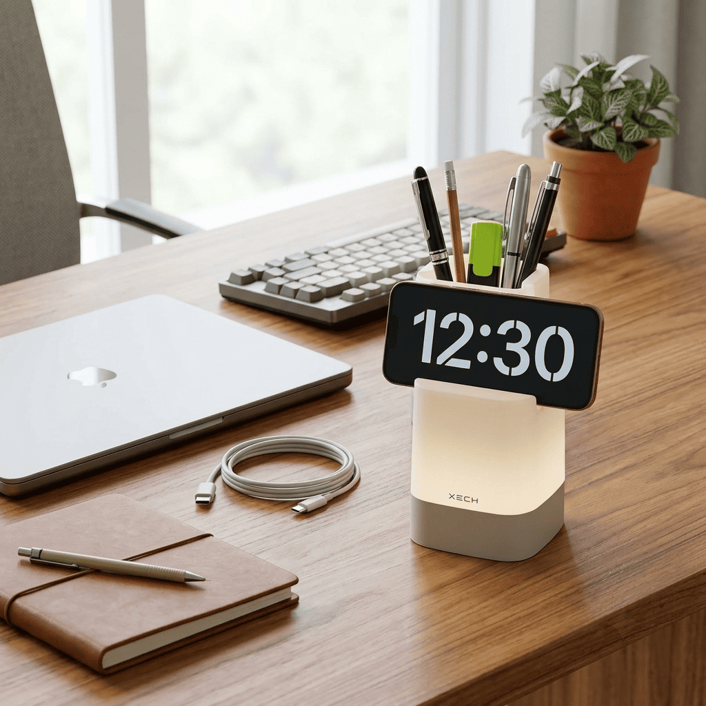 Xech Digital Clock with Pen Stand
