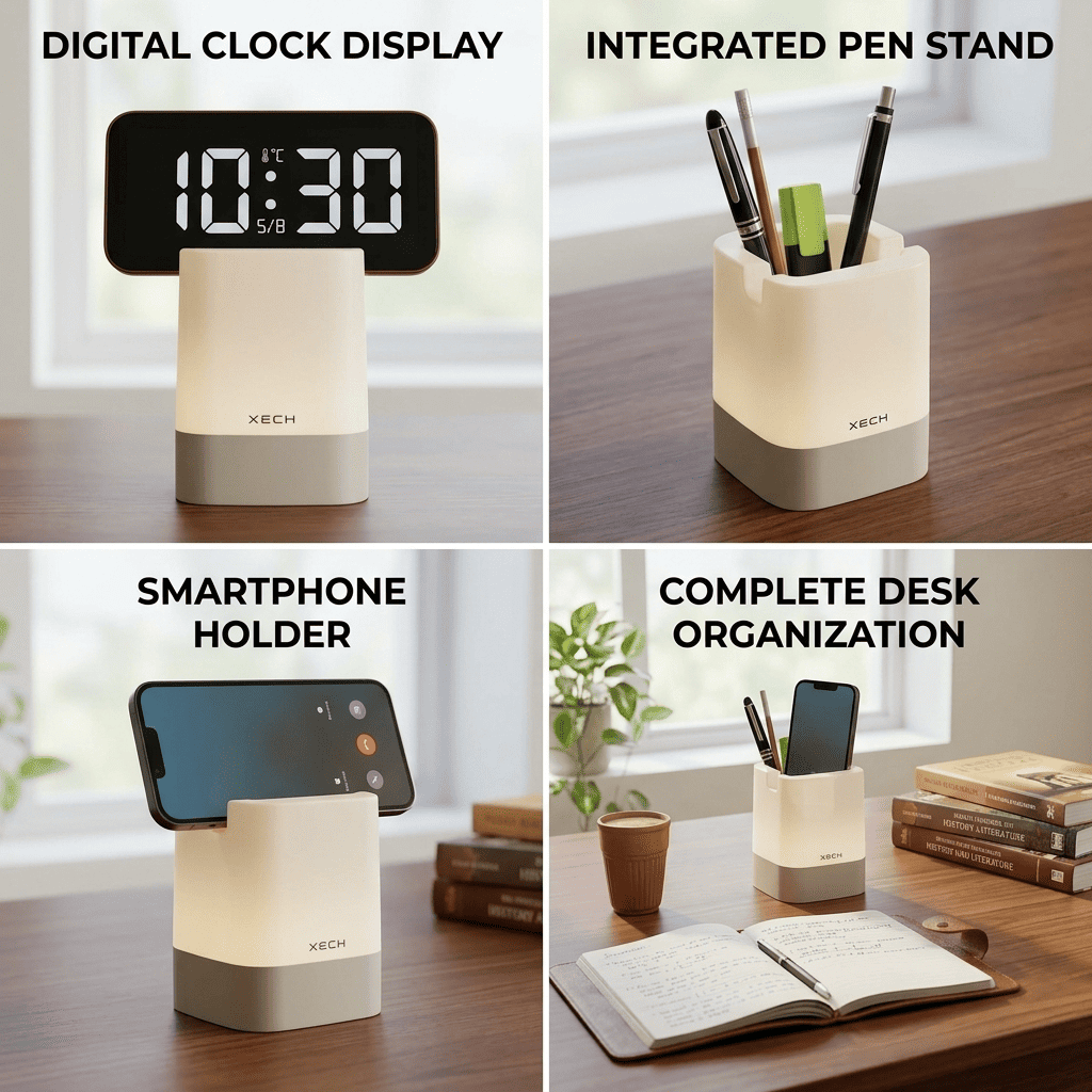 Xech Digital Clock with Pen Stand