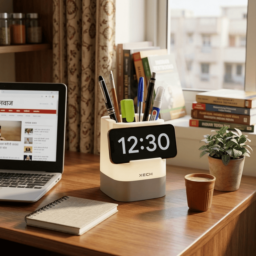 Xech Digital Clock with Pen Stand